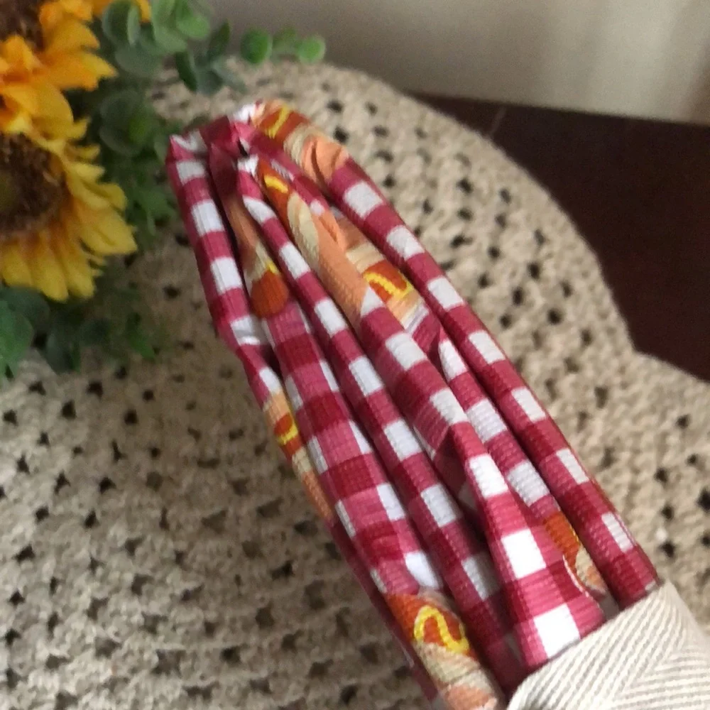 Charming House Red Gingham Hot Dog PEVA Tablecloth